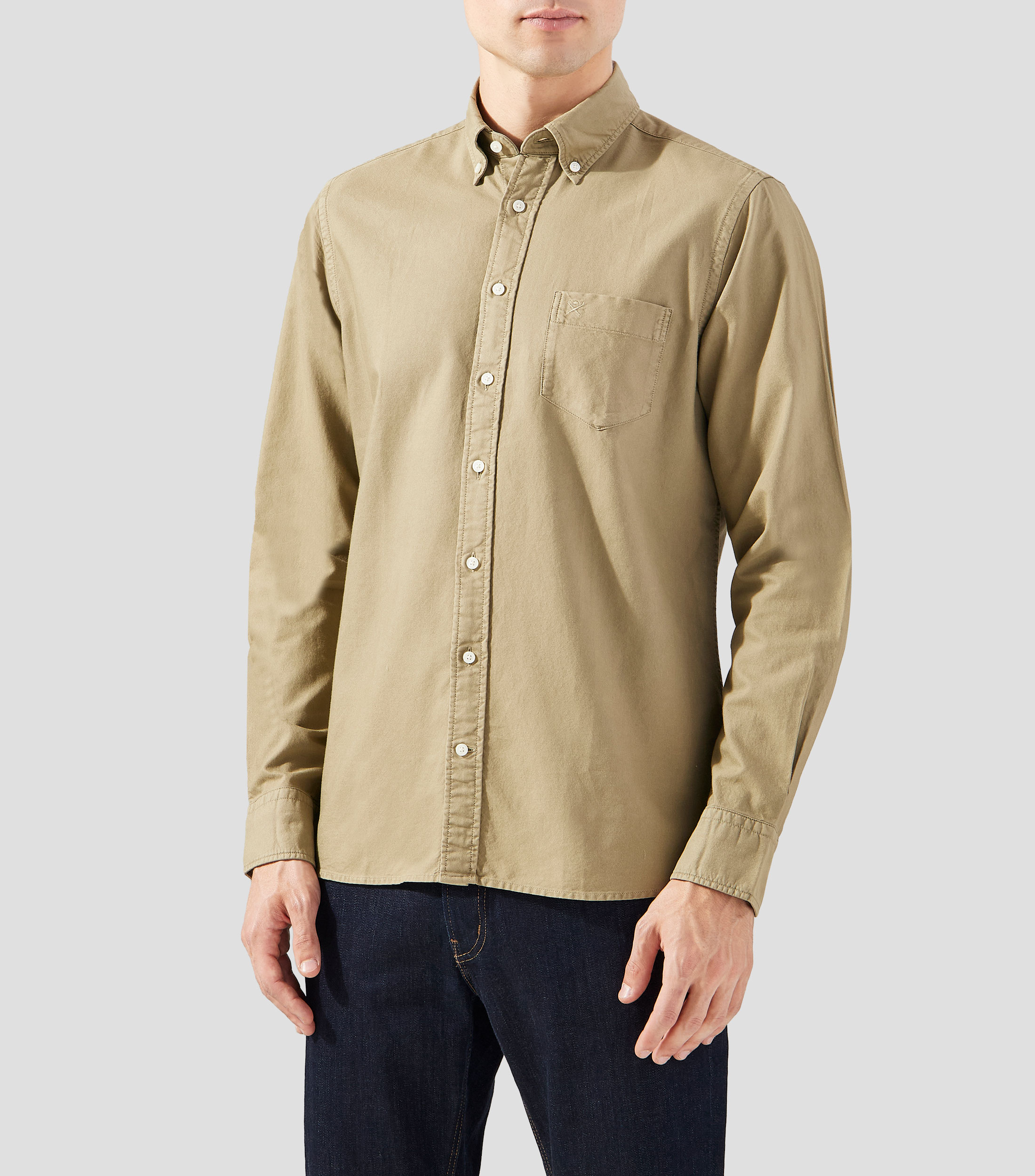 Camisa Lisa Manga Larga Hombre